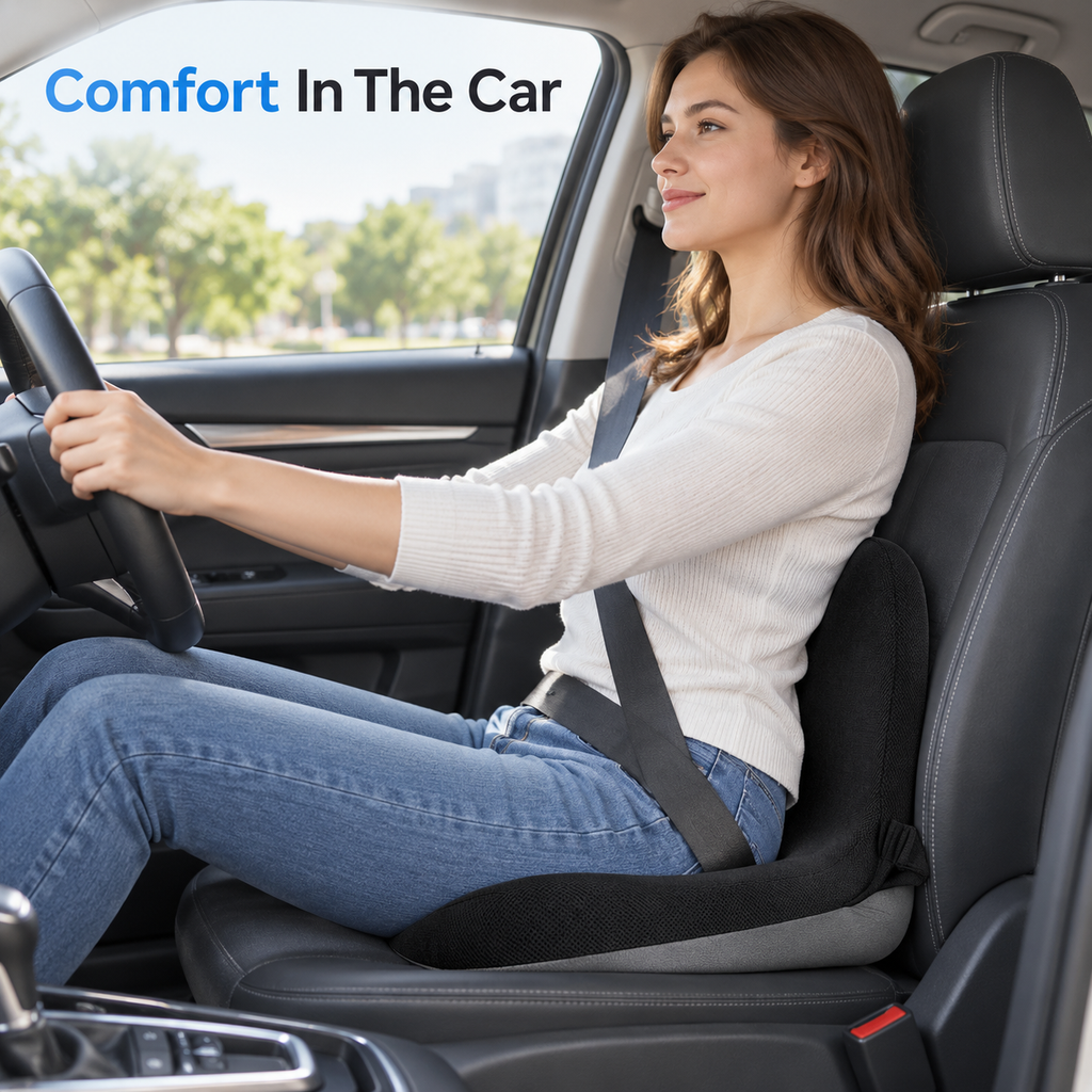 Ergonomic Memory Foam Seat Cushion for Lower Back Comfort