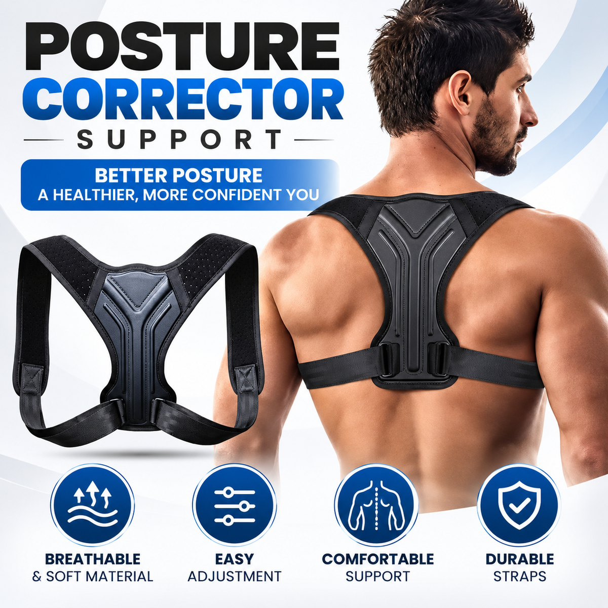 Adjustable Posture Corrector for Upper Back
