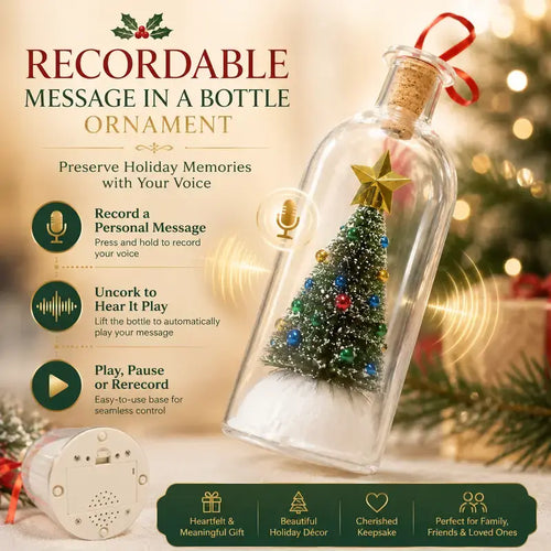 Recordable Christmas Ornament: Message in a Bottle with Your Own Voice