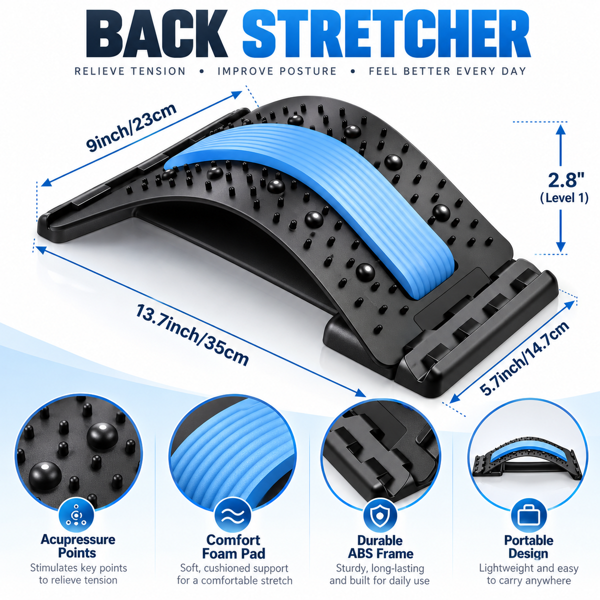 Back Stretcher for Posture & Lower Back Relief