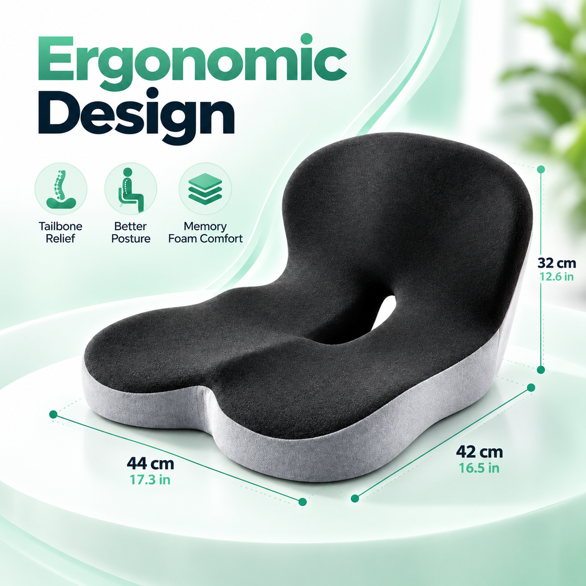 Ergonomic Memory Foam Seat Cushion for Lower Back Comfort