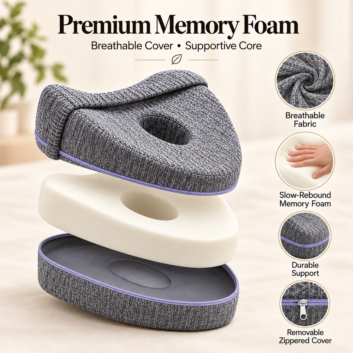 Memory Foam Knee Pillow for Side Sleepers