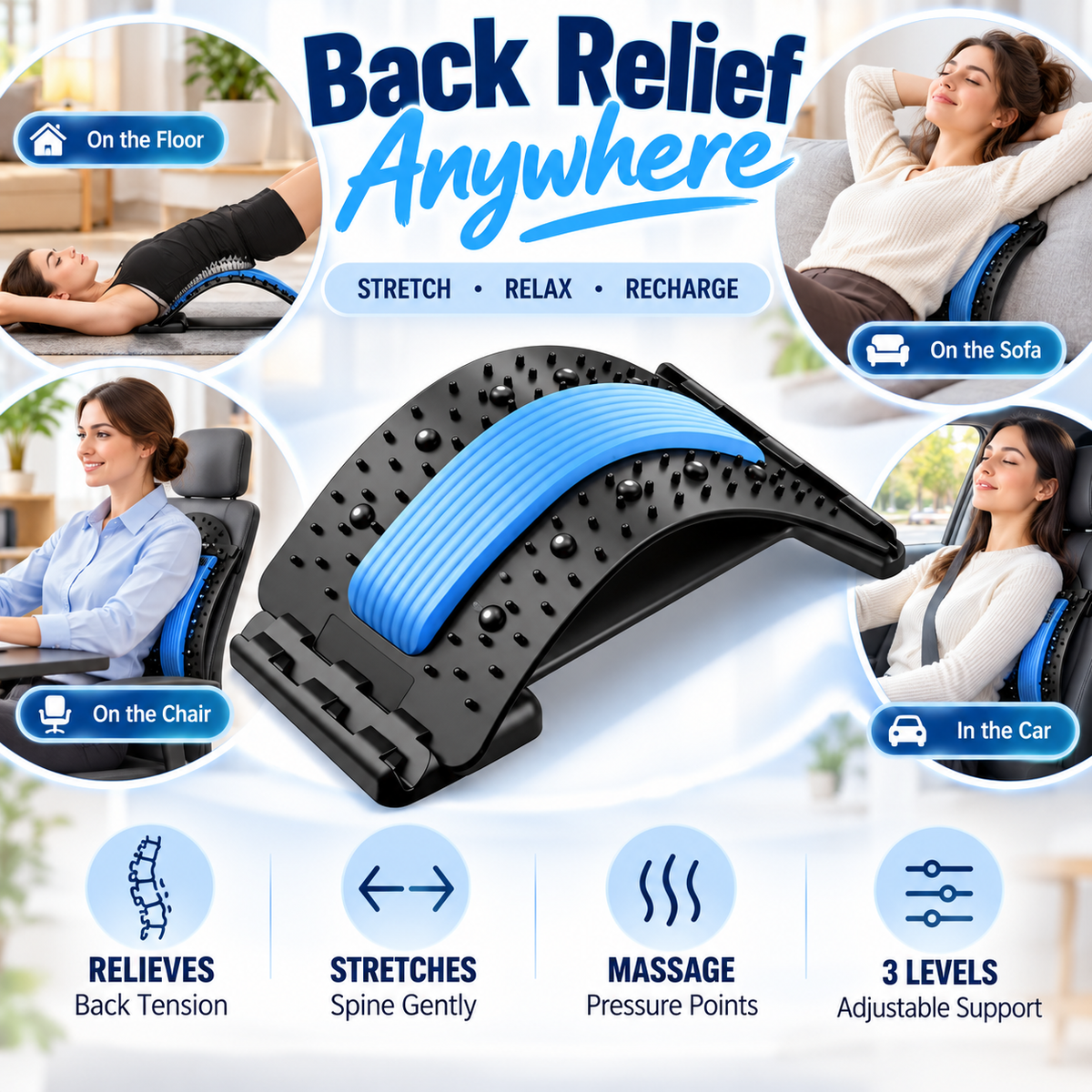 Back Stretcher for Posture & Lower Back Relief