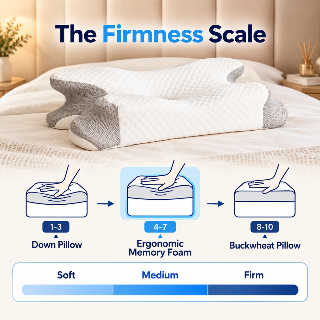 Orthopedic Memory Foam Neck Pillow for Side & Back Sleepers