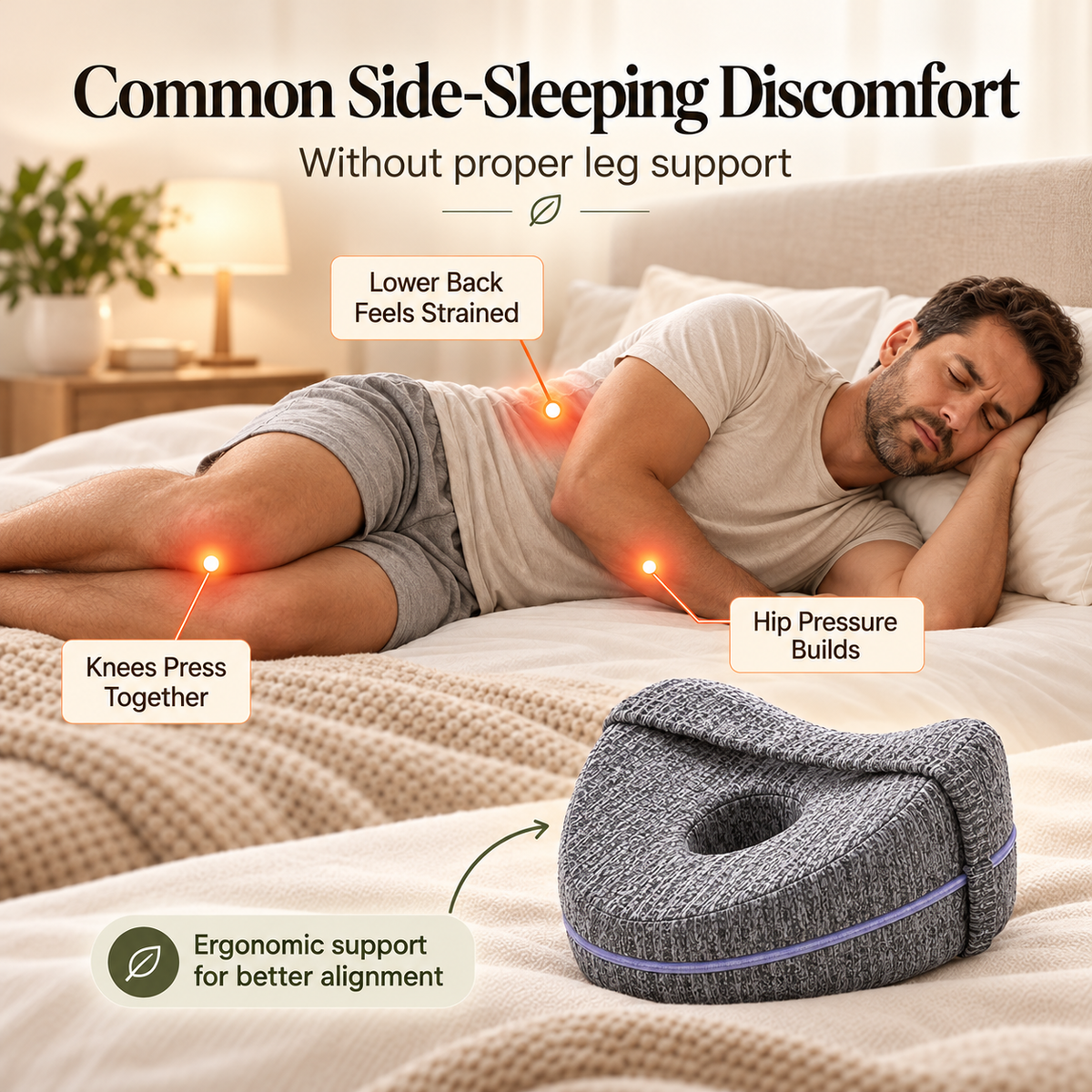 Memory Foam Knee Pillow for Side Sleepers