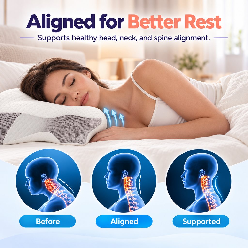 Orthopedic Memory Foam Neck Pillow for Side & Back Sleepers